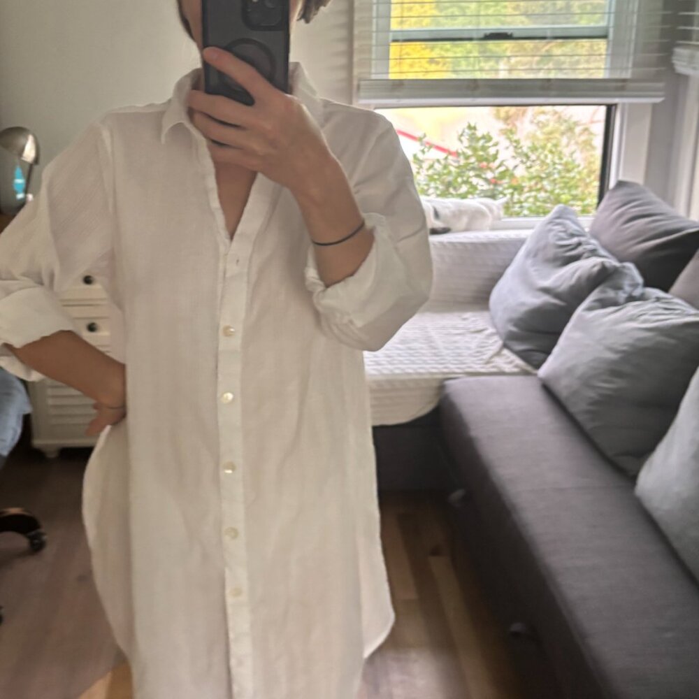 Oversized White Button Up Blouse - image 3